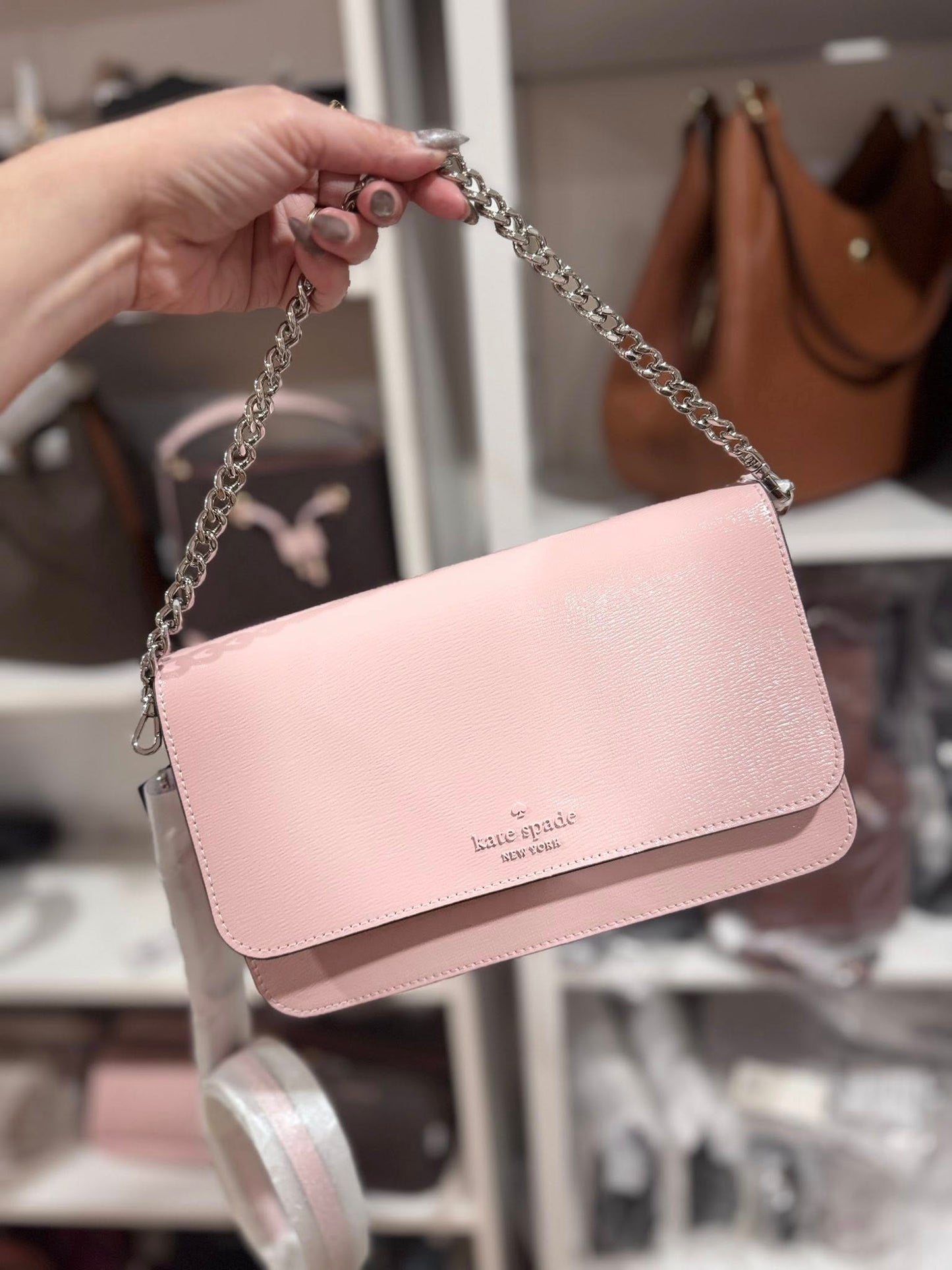 Kate Spade New York Madison Textured Patent Leather Willow Medium Convertible Crossbody Bag