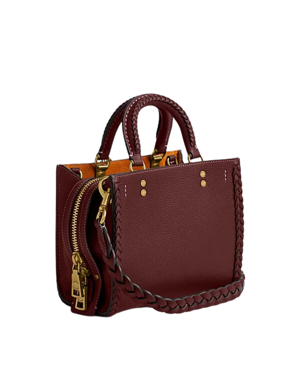 Coach Rogue 20 With Braid Natural Pebble Leather Braided Brass/Wine