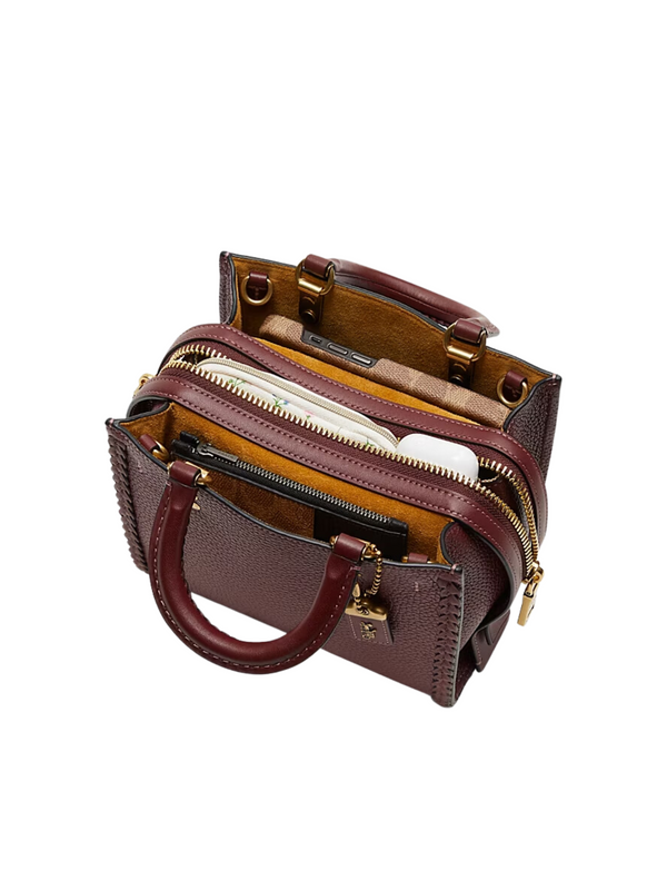 Coach Rogue 20 With Braid Natural Pebble Leather Braided Brass/Wine