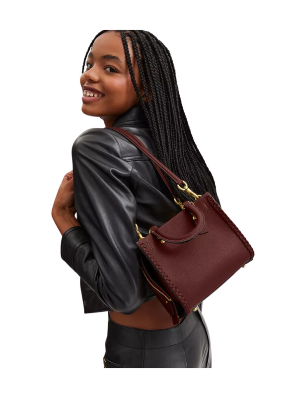 Coach Rogue 20 With Braid Natural Pebble Leather Braided Brass/Wine