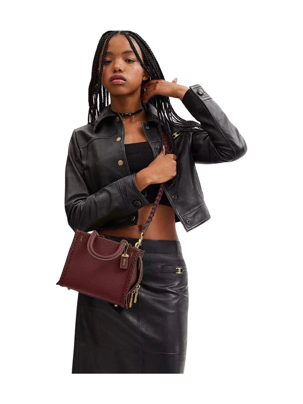 Coach Rogue 20 With Braid Natural Pebble Leather Braided Brass/Wine