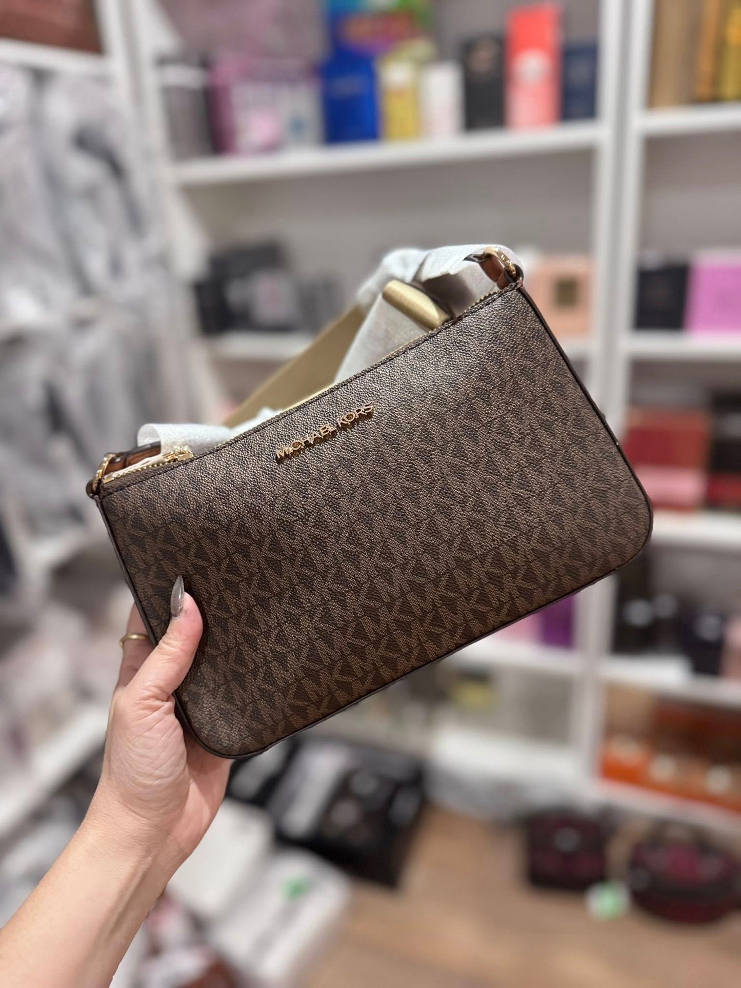 Michael Kors Jet Set Medium Signature Logo Crossbody Bag